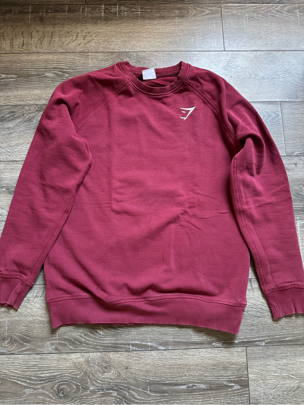 Gymshark Men's Wine Crewneck Sweatshirt with White Logo